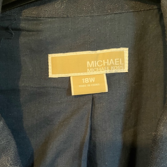 EUC Michael Kors navy linen blazer with ruched sleeves, size 18W - Picture 6 of 8